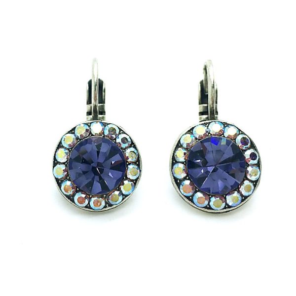 Mariana Earrings Lovely Round Beaded Tanzanite & AB Crystal Swarovski My Treasures Coll.