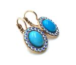 Earrings By  Mariana Woman Sophisticated Oval Turquoise Mineral and Sapphire AB Swarovski Crystals - Image 3
