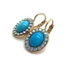 Earrings By  Mariana Woman Sophisticated Oval Turquoise Mineral and Sapphire AB Swarovski Crystals - Image 2