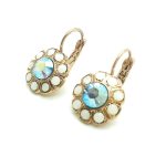 Mariana Earrings Beautiful Flower Chalk White & Blue AB Swarovski Crystals My Treasures Coll.