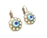 Mariana Earrings Beautiful Flower Chalk White & Blue AB Swarovski Crystals My Treasures Coll. - Image 2