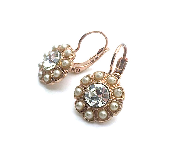 E-1131-M48001-RG6 (3) Earrings By Mariana Pearls Mineral and Clear Swarovski Crystals - Image 1