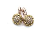 Mariana Earrings Elegant Round Beaded Pearl Mineral & Aurum,Lt Topaz  Crystals My Treasures Coll.