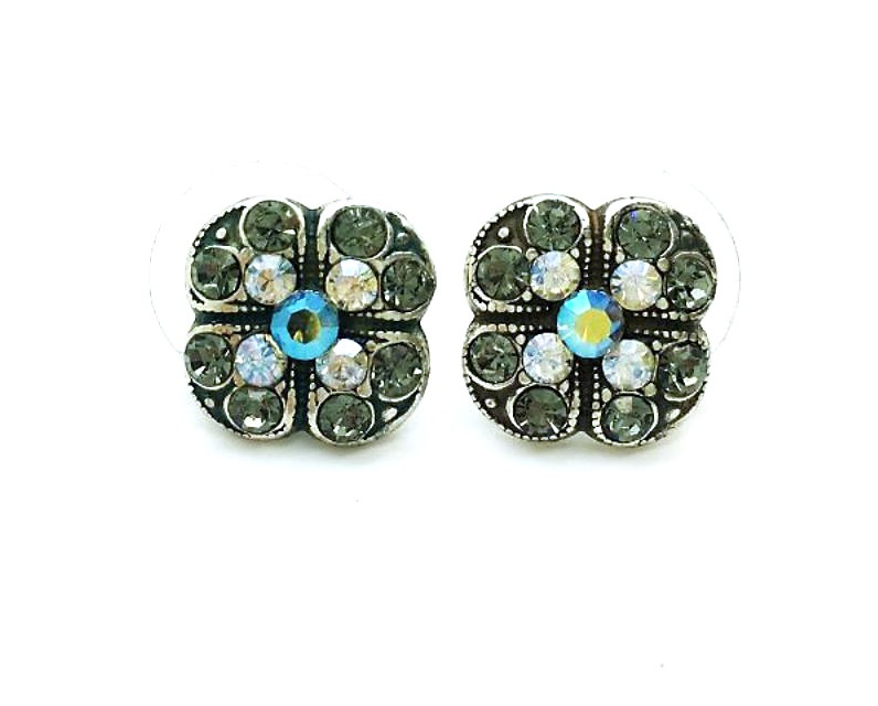 E-1145-512-SP (2) Mariana Earrings Clover Shape Black Diamond, Clear & AB Austrian Crystal Special Edition - Image 1