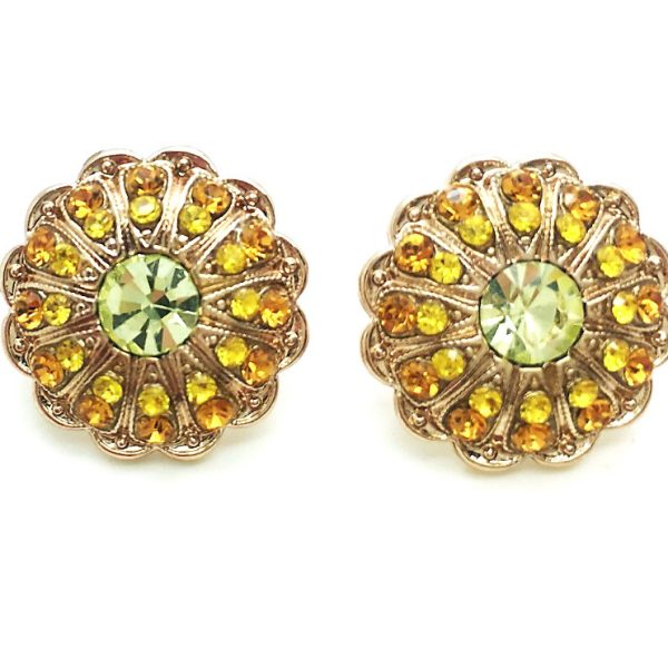 Mariana Earrings Floral Chrysolite, Jonquil & Topaz Crystal Swarovski Yellow Brick Road Nostalgia Coll.