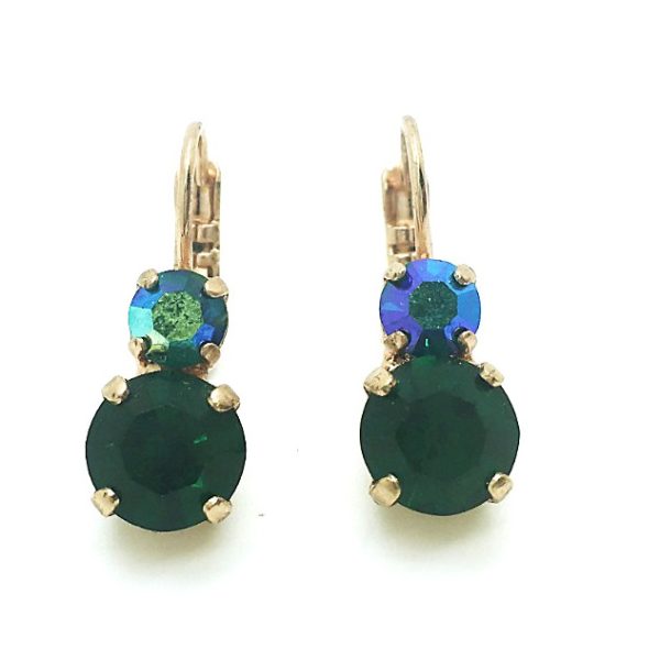 Mariana Earrings Timeless Round Emerald & Emerald AB Austrian Crystals My Treasures Coll.
