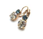 Mariana Earrings Glamorous Champagne & Pale Blue Austrian Crystal Moon drops Cocktail Hour Coll.