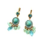 Mariana Earrings Chandelier Turquoise, Aquamarine & Chrysolite Opal Crystal Swarovski My Treasures Coll.