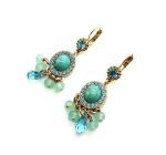 Mariana Earrings Chandelier Turquoise, Aquamarine & Chrysolite Opal Crystal Swarovski My Treasures Coll. - Image 2