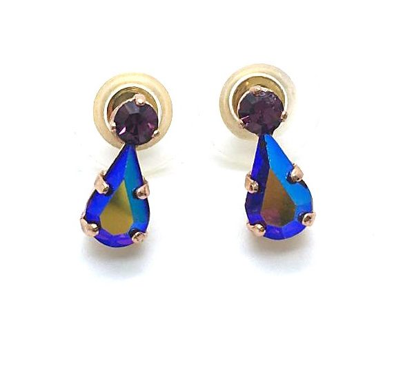 Mariana Earrings Sophisticated Tear Drop Metalic Blue & Purple Crystal Swarovski My Treasures Coll.
