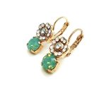 Earrings By Mariana Woman Flower Shape Jade, Peridot and Amethyst Swarovski Crystals - Image 3