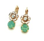Earrings By Mariana Woman Flower Shape Jade, Peridot and Amethyst Swarovski Crystals