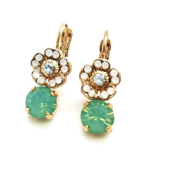 Earrings By Mariana Woman Flower Shape Jade, Peridot and Amethyst Swarovski Crystals