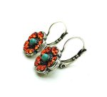 Mariana Earrings Perfect Flower Shape Turquoise & Orange Swarovski Crystals Serengeti Africa Coll. - Image 2