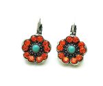 Mariana Earrings Perfect Flower Shape Turquoise & Orange Swarovski Crystals Serengeti Africa Coll. - Image 3