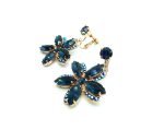 Earrings By Mariana Woman Detailed Floral Metallic Blue Swarovski Crystals - Image 3