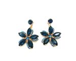 Earrings By Mariana Woman Detailed Floral Metallic Blue Swarovski Crystals