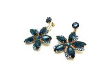 Earrings By Mariana Woman Detailed Floral Metallic Blue Swarovski Crystals - Image 2