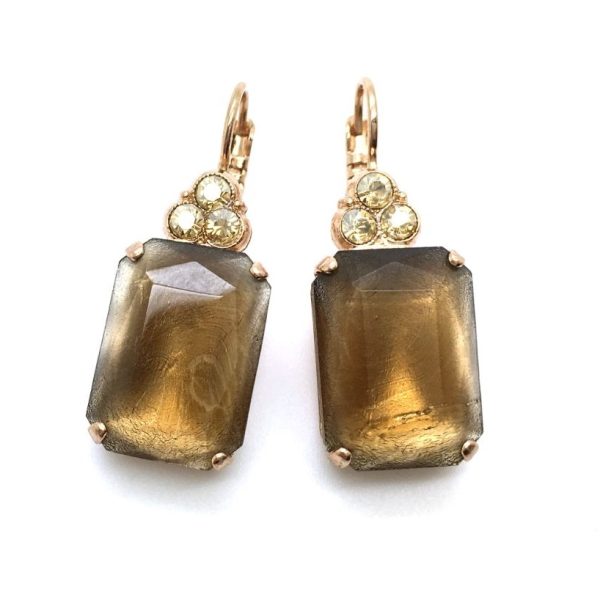 Mariana Earrings Timeless Rectangular Golden Shadow Crystal Swarovski My Treasures Coll.