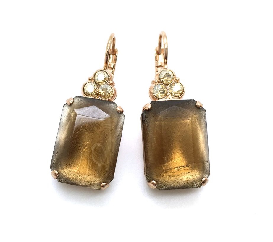 E-1225-1-29R-RG6 (2) Mariana Earrings Timeless Rectangular Golden Shadow Crystal Swarovski My Treasures Coll. - Image 1