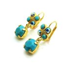 Mariana Earrings Flattering Butterfly Shape Turquoise & AB Crystal Swarovski My Treasures Coll. - Image 2