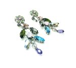 Mariana Earrings Colorful Chandelier Light Blue, Green & Violet Crystal Swarovski My Treasures Coll. - Image 3