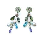 Mariana Earrings Colorful Chandelier Light Blue, Green & Violet Crystal Swarovski My Treasures Coll.