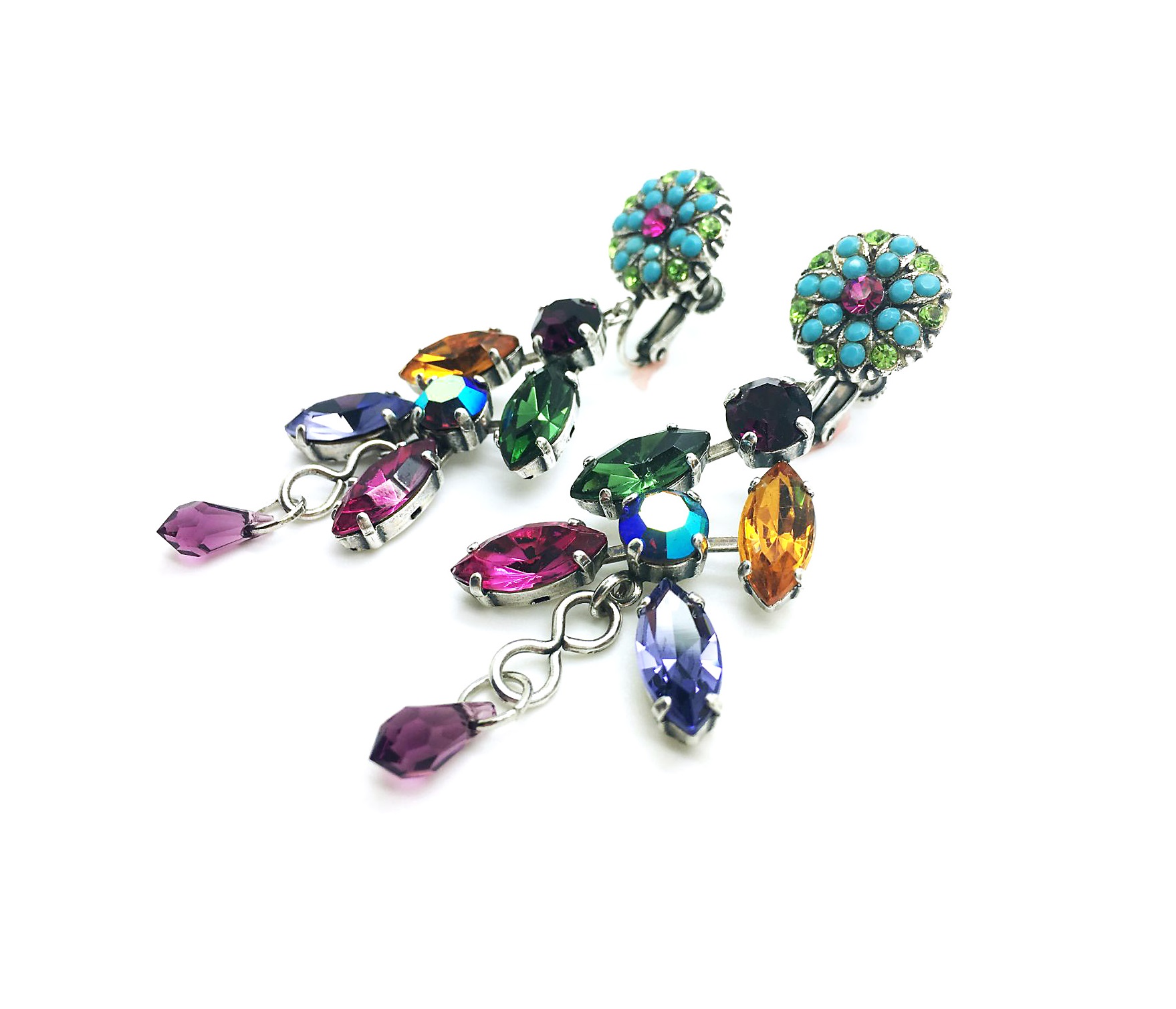 E-1313-333-SP4 (1) Mariana Earrings Alluring Chandelier Multi Color Austrian Crystals My Treasures Coll. - Image 1