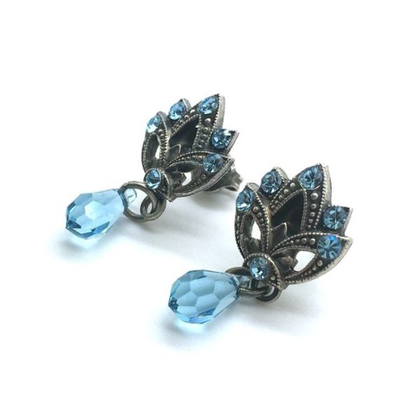 Mariana Earrings Fine Detailed Aquamarine Crystal Swarovski My Treasures Coll.