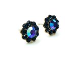 Mariana Earrings Cute Flower Montana & Metalic Blue Crystal Swarovski My Treasures Coll. - Image 2