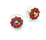 Mariana Earrings Dainty Flower Shape Hyacinth & Hyacinth AB Crystal Swarovski My Treasures Coll. - Image 3