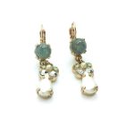 Mariana Earrings Finely Detailed Dangling Pearl & AB Austrian Crystals Casablanca Nostalgia Coll.