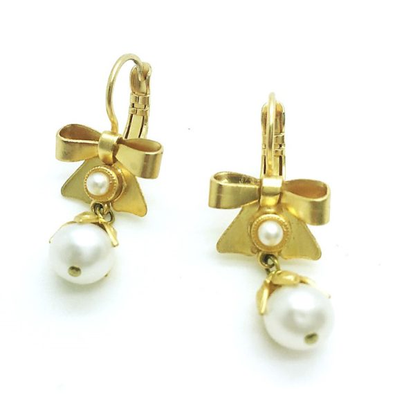 Mariana Earrings Pearl Mineral Matt Yellow Gold My Treasures Coll.