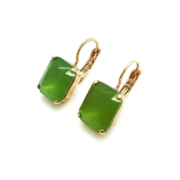 Mariana Earrings Rectangular Apple Green Austrian Crystal  My Treasures Coll.