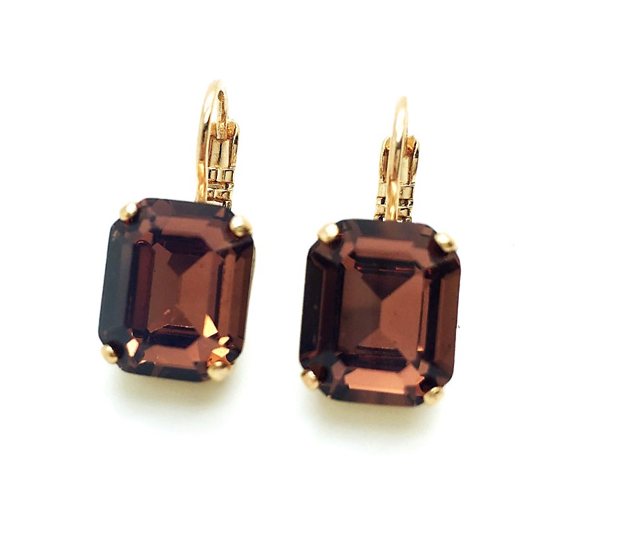 E-1421-1-396-RG6 (2) Mariana Earrings My Treasures Coll. Timeless Cyclamen Austrian Crystals - Image 1