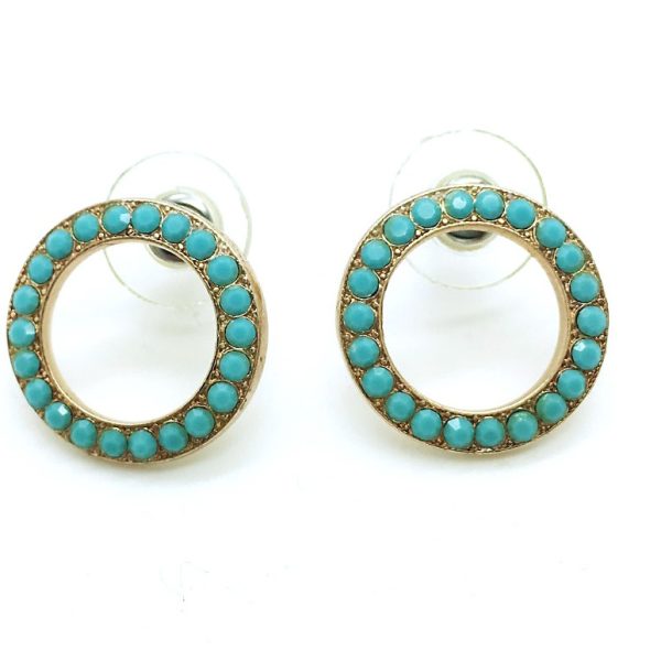 Mariana Earrings Elegant Round Beaded Turquoise Austrian Crystals My Treasures Coll.