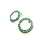 Mariana Earrings Elegant Round Beaded Turquoise Austrian Crystals My Treasures Coll. - Image 2