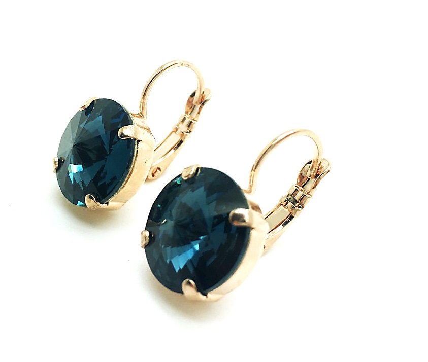 E-1448R-207-RG6 (3) Mariana Earrings Exquisite Round Montana Austrian Crystals My Treasures Coll. - Image 1