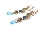 Mariana Earrings Gorgeous Dainty Flower & Multi Tier Strand Austrian Crystals Twist and Shout Nostalgia Coll.
