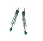 Mariana Earrings Elegant Dangling Emerald & Blue Zircon Austrian Crystals My Treasures Coll.