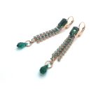 Mariana Earrings Elegant Dangling Emerald & Blue Zircon Austrian Crystals My Treasures Coll. - Image 2