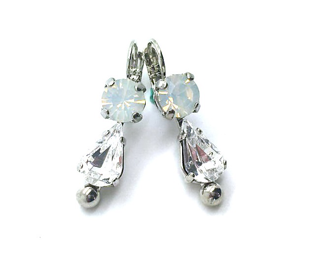 E-1787-001-RO6 (1) Mariana Earrings Luscious White Opal & Clear Austrian Crystals On A Clear Day Sweet Summer Coll. - Image 1
