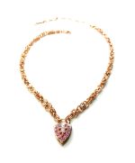 Mariana Pendant Necklace Heart Lock Pink & Pink Opal Swarovski Crystals Cherry Blossom Silk Road Coll.