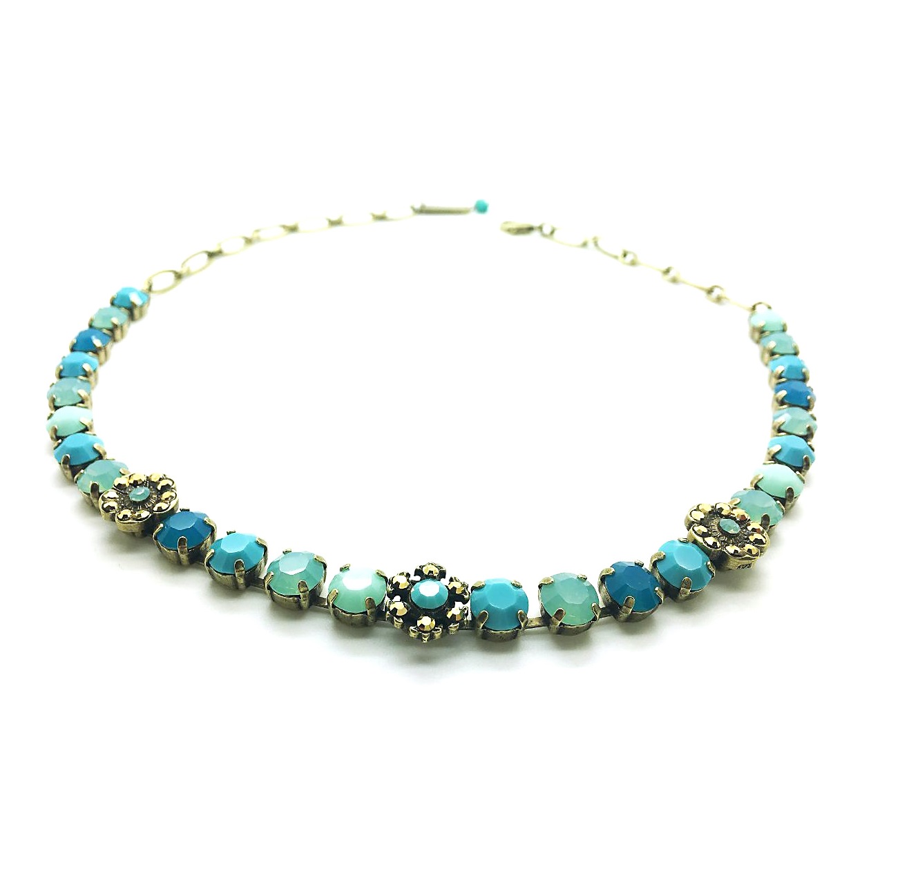 N-3217-907-EG (3) Mariana Necklace Floral Blue Opal, Turq & Pacific Opal Crystal Swarovski Bahamas Caribbean Life Coll. - Image 1