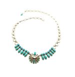 Mariana Necklace Stunning Peacock Shape Turquoise Crystal Austrian My Treasures Coll. - Image 3
