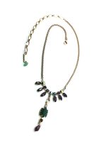 Mariana Pendant Necklace Marquise Shape Green, Purple & Crystal AB Swarovski Crystals My Treasures Coll. - Image 2