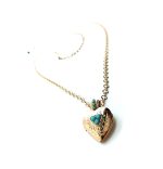 Mariana Pendant Necklace Heart Shape Locket Turquoise Austrian Crystals My Treasures Coll.