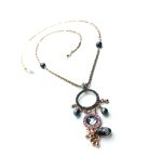 Mariana Pendant Necklace Rose, Silver ,Blue & Indian Sapphire Swarovski Crystals Madagascar Africa Coll. - Image 3