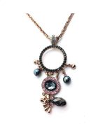 Mariana Pendant Necklace Rose, Silver ,Blue & Indian Sapphire Swarovski Crystals Madagascar Africa Coll. - Image 2