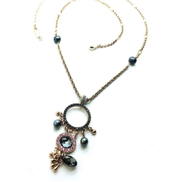 Mariana Pendant Necklace Rose, Silver ,Blue & Indian Sapphire Swarovski Crystals Madagascar Africa Coll.